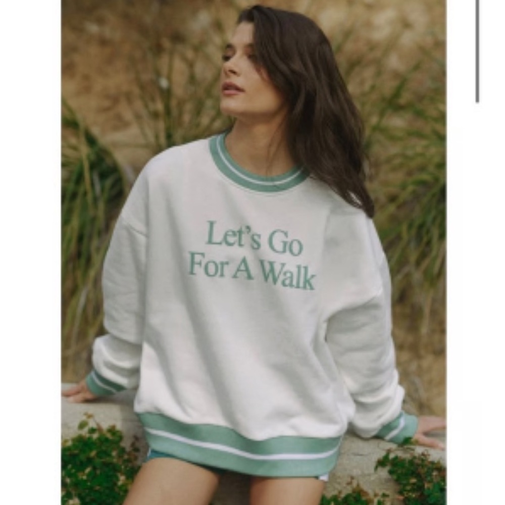 Yellow the Label White and Green Let’s Go For a Walk Oversized Fleece Sweatshirt